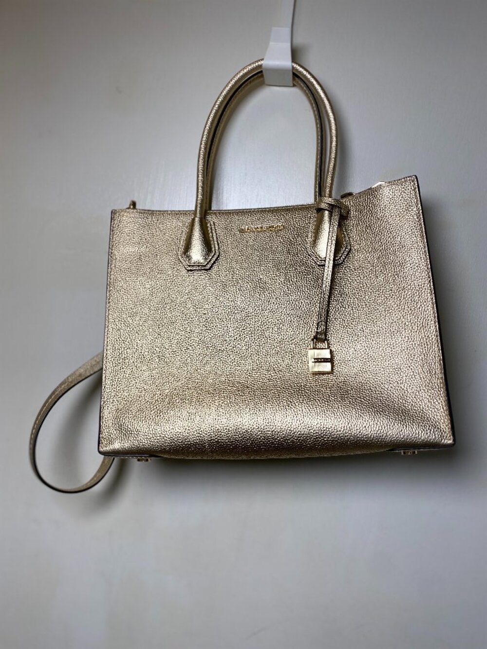 Michael Kors Gold Metallic Leather Satchel Crossbody Purse Like New